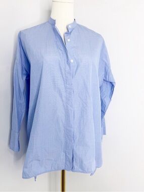 Everlane Light Blue Mandarin Collar Womens Shirt Size 0 Popover Button Down